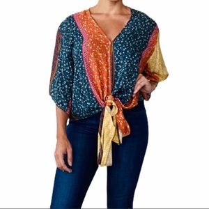 Front Tie Boho Floral Top